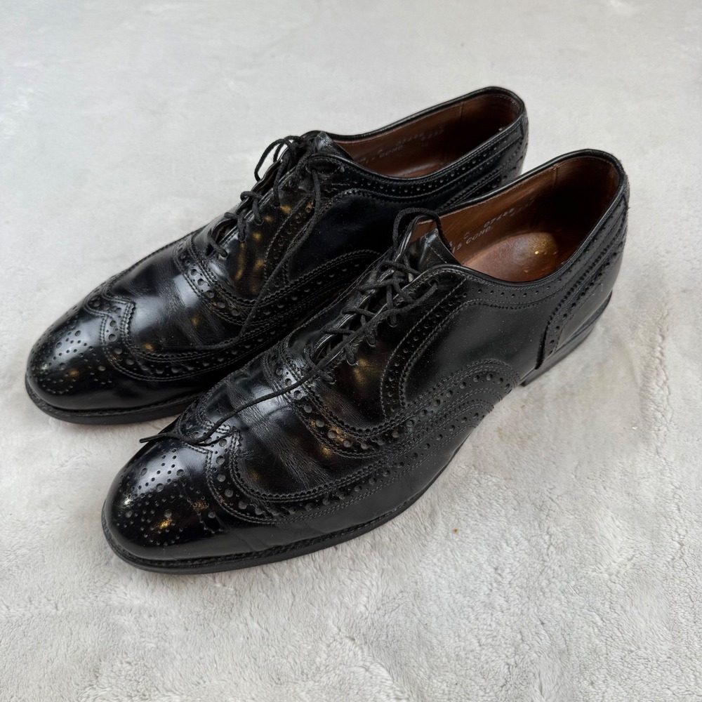 Allen Edmonds McAllister Black Leather Wingtip Oxford Shoes‎ 6215 Mens 9.5 C